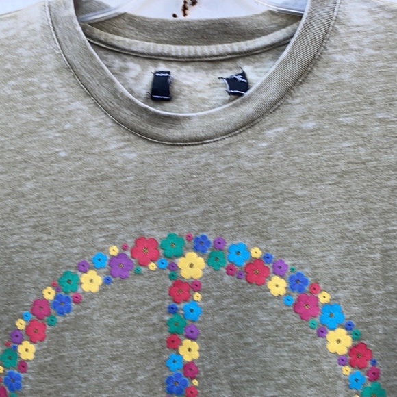NWT Forever 21 men/unisex medium short sleeve floral peace sign burn out tee - Picture 4 of 9